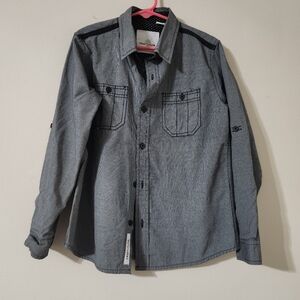 Craft + Flow gray striped kids button up size 6 boys dress shirt